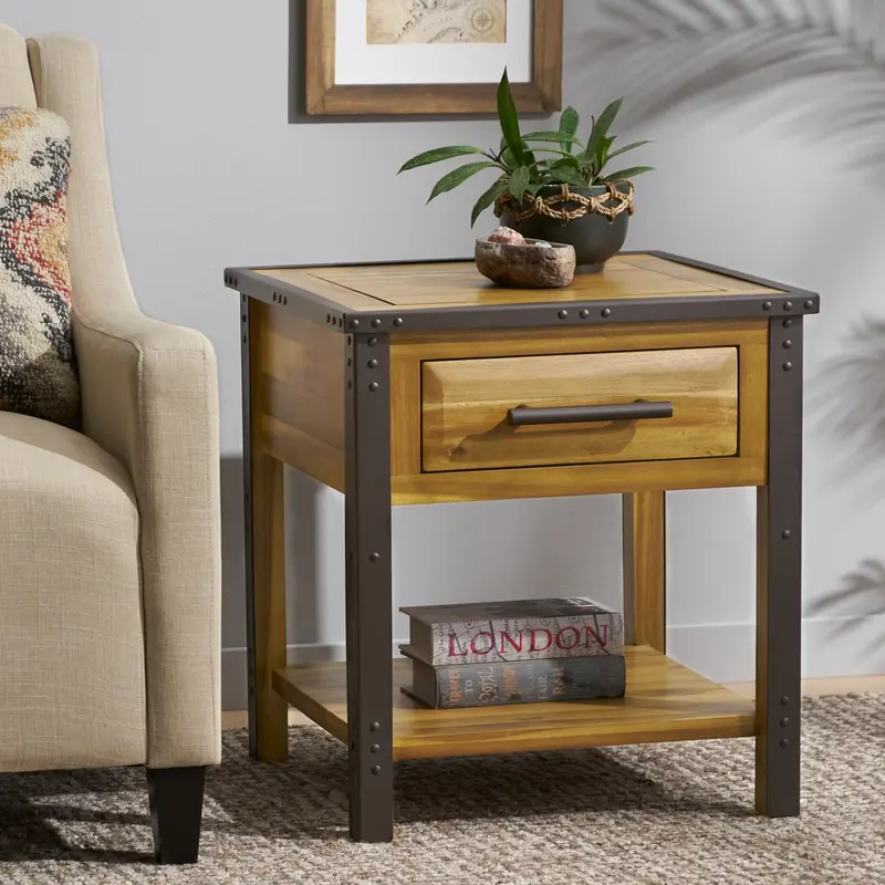 Rustic Solid Wood Nightstand Featuring Single Drawer And Clean Lines – Nh813592 1