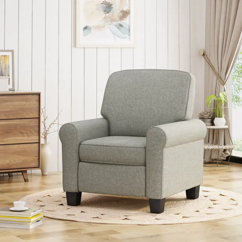 Scrolled-Arm Contemporary Club Chair With Tonal Piping - Nh225703 1