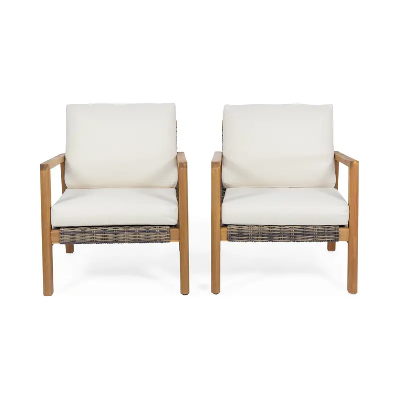 Set Of 2 Outdoor Acacia Wood Club Chairs With Wicker Details – Nh469213 1