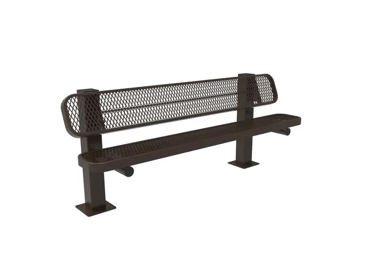 Single-Pedestal Bench With Diamond-Pattern Steel Surface 1