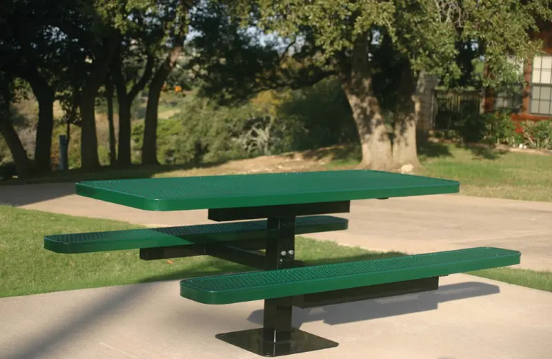 Single-Pedestal Rectangular Picnic Table With Diamond Pattern 1