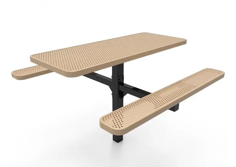 Single-Pedestal Rectangular Picnic Table With Perforated Steel 1