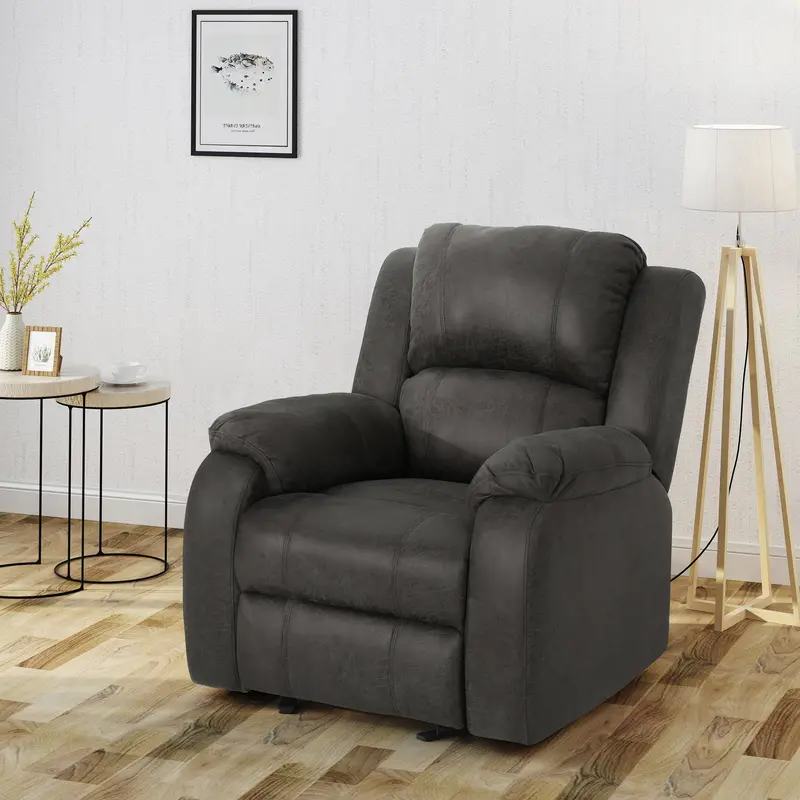 Slate Microfiber Gliding Recliner With Contemporary Appeal - Nh683403 1