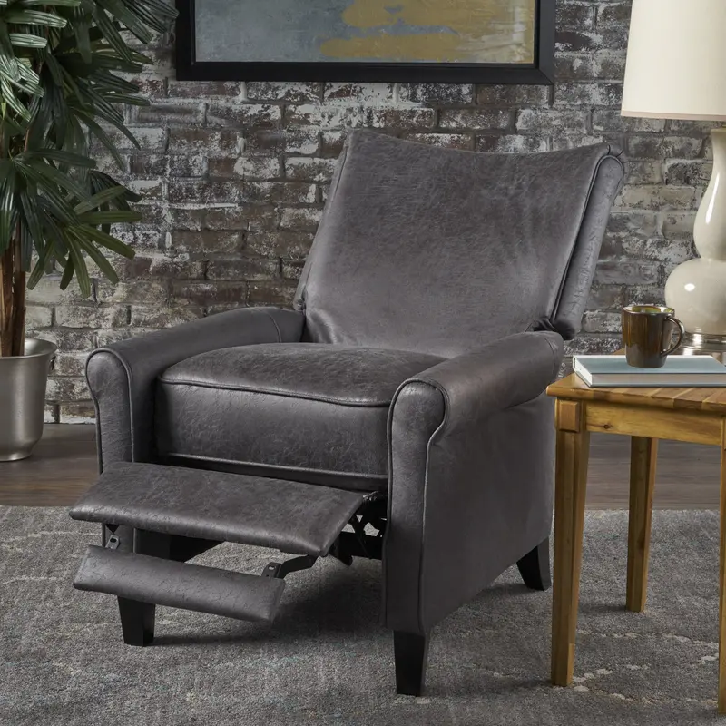 Slate Microfiber Traditional Recliner Chair - Nh892203 1