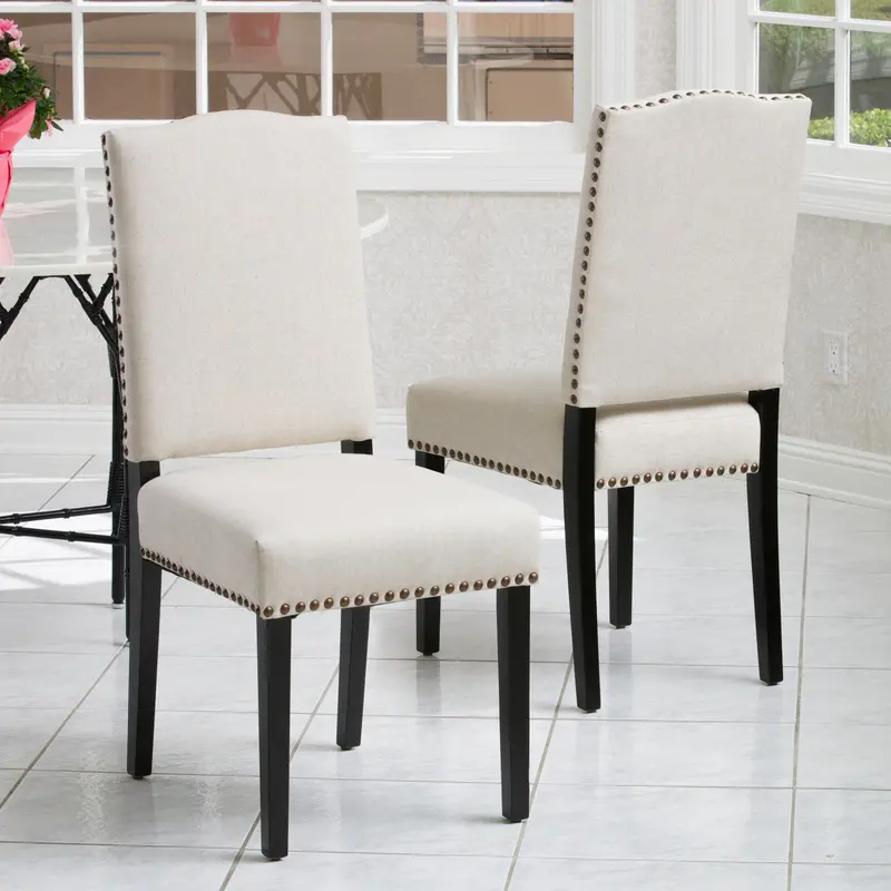 Soft Beige Fabric Dining Chairs – Twin Set (Model Nh566832) 1