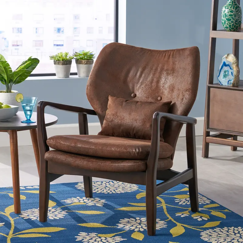 Soft Microfiber Mid-Century Modern Club Chair - Nh187403 1