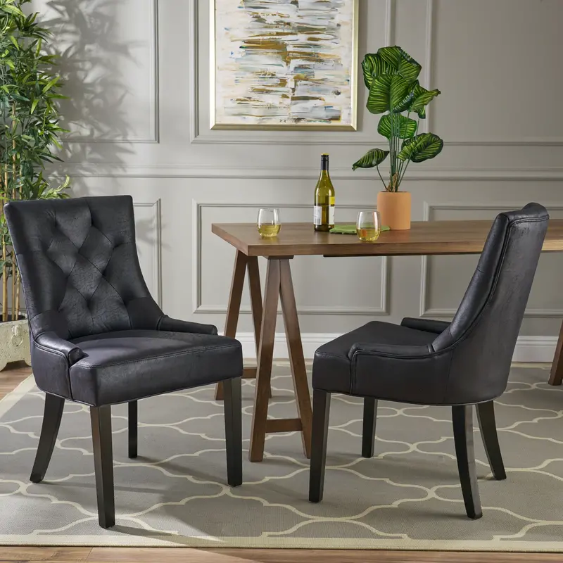 Soft Microfiber Traditional Dining Chairs – Twin Pack (Nh948403) 1