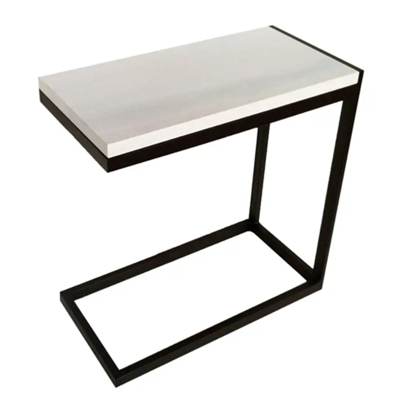 Solaz Minimalist C-Table – Slim Hardwood Top With Refined Metal Frame (24" L × 12" W × 24" H) 1
