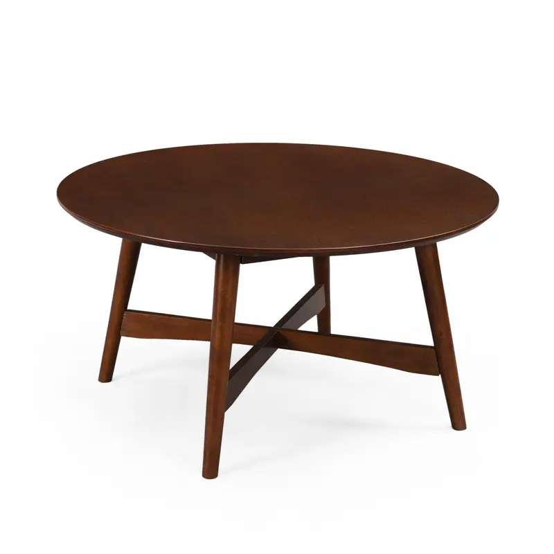 Solid Wood Mid-Century Coffee Table – Warm Natural Finish 1