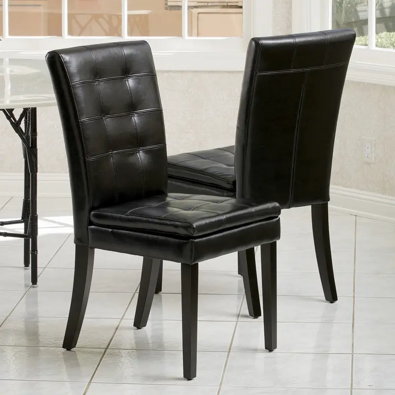 Sophisticated Black Leather Dining Chairs – 2-Piece Set (Model Nh454712) 1