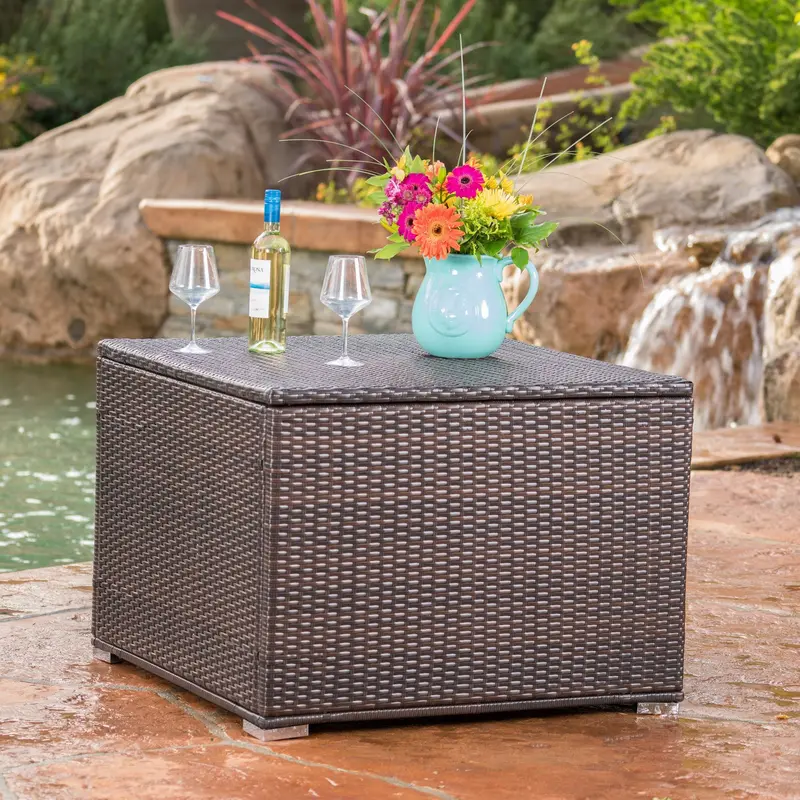 Square Multi-Tone Wicker Storage Box With Zippered Lining - Nh425992 1