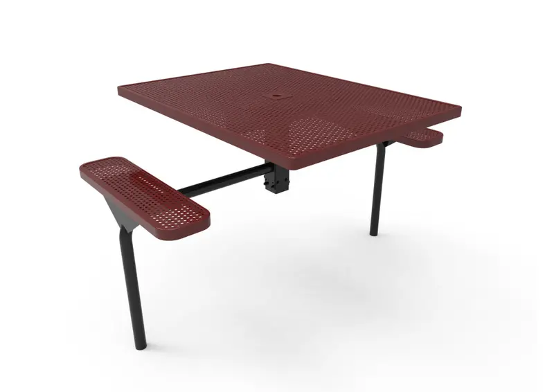 Square Nexus Pedestal Picnic Table Featuring Perforated Steel Surface 1