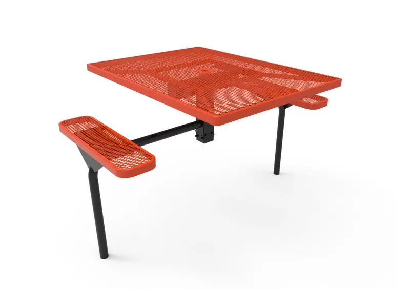 Square Nexus Pedestal Picnic Table With Diamond-Pattern Steel Top 1