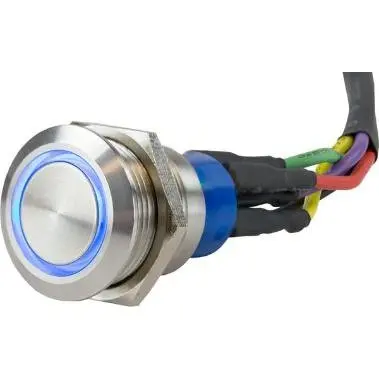 Stainless Steel Push-Button On/Off Switch With Integrated Led And Pre-Wired 5A Leads 1