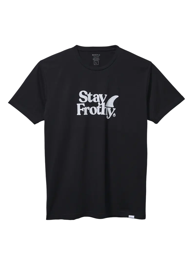 Stay Frothy Eco-Conscious T-Shirt – Bold Black And Clean White 1