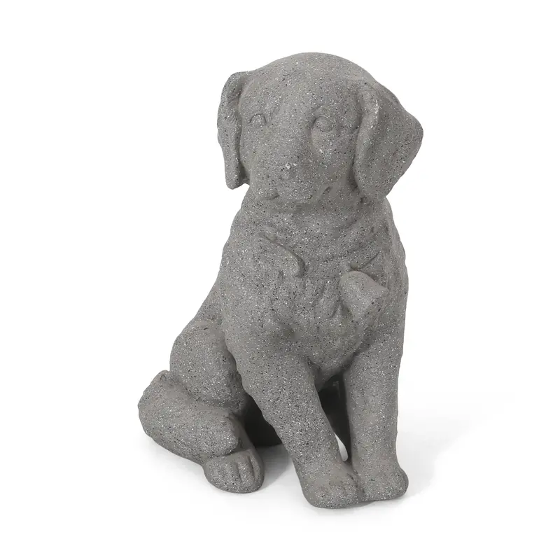 Stone Gray Outdoor Dog Garden Statue – Lifelike Canine Figurine For Patios (Nh063413) 1