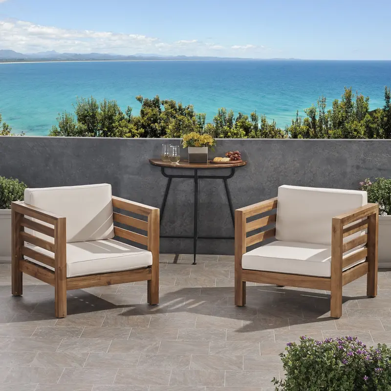 Stylish Acacia Wood Outdoor Club Chairs (2-Piece Set) – Nh183803 1