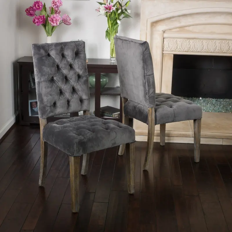 Sumptuous Charcoal Velvet Dining Chairs – 2-Pack (Model Nh055692) 1