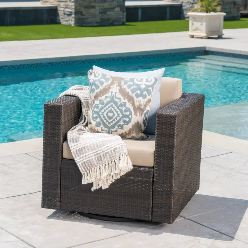 Swivel-Base Wicker Outdoor Club Chair With All-Weather Cushions – Nh209103 1