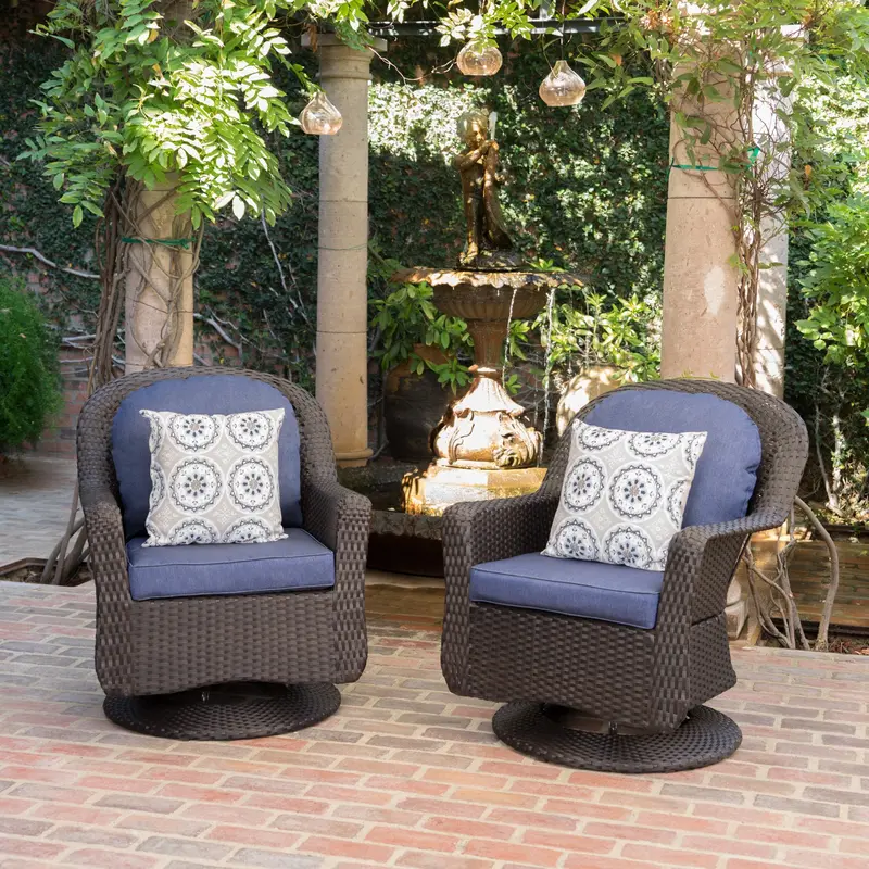 Swivel Wicker Outdoor Club Chair With Durable Weather-Resistant Cushion – Nh861203 1