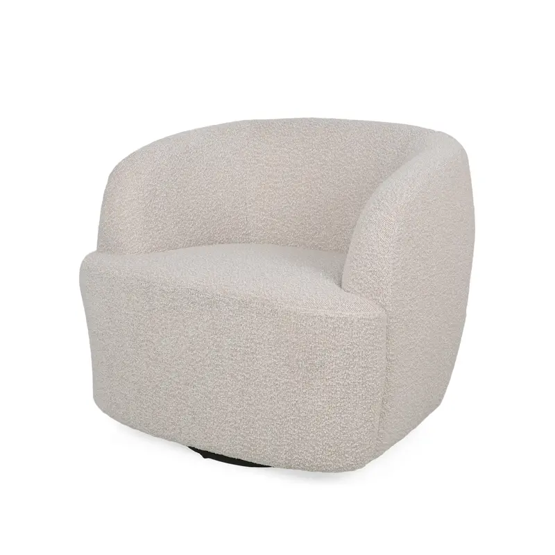 Sydmor Swivel Club Chair – Contemporary Bouclé Upholstered Accent Seating 3