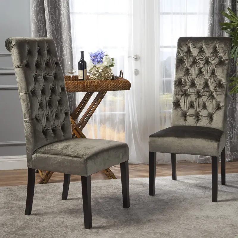 Tall-Back Tufted Velvet Dining Chair Set – Refined Height & Texture - Nh611203 1