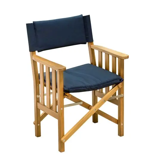 Teak Director’S Chair Ii With Navy Cushion 1