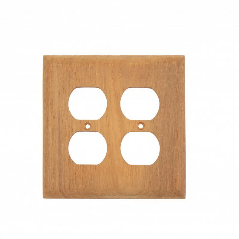 Teak Dual-Outlet Electrical Cover Plate 1