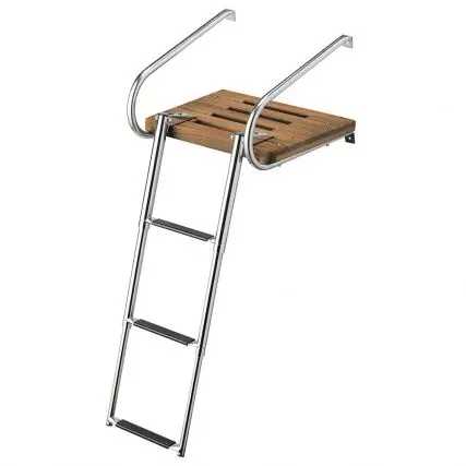 Teak Swim Platform With 3-Step Telescoping Ladder For I/O Engines 1