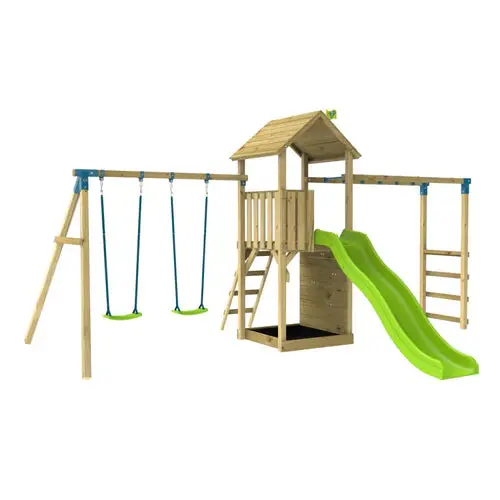 Tp Skywood Wooden Climbing Tower With Ripple Slide, Monkey Bars & Double Swing – Pre-Order By June 14 For Late June Delivery 1