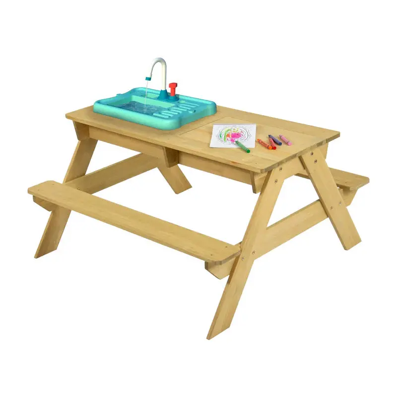 Tp Splash & Play Wooden Picnic Table – Water-Play-Ready Outdoor Table For Toddlers 1