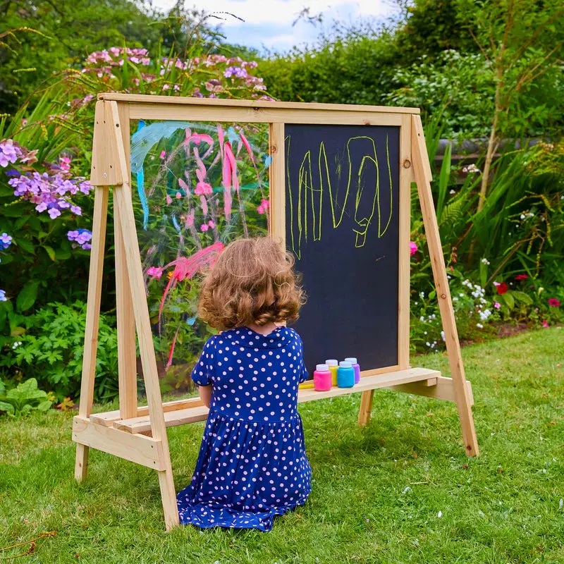 Tp Toys Dual-Side Wooden Easel For Drawing & Chalkboard Play 1