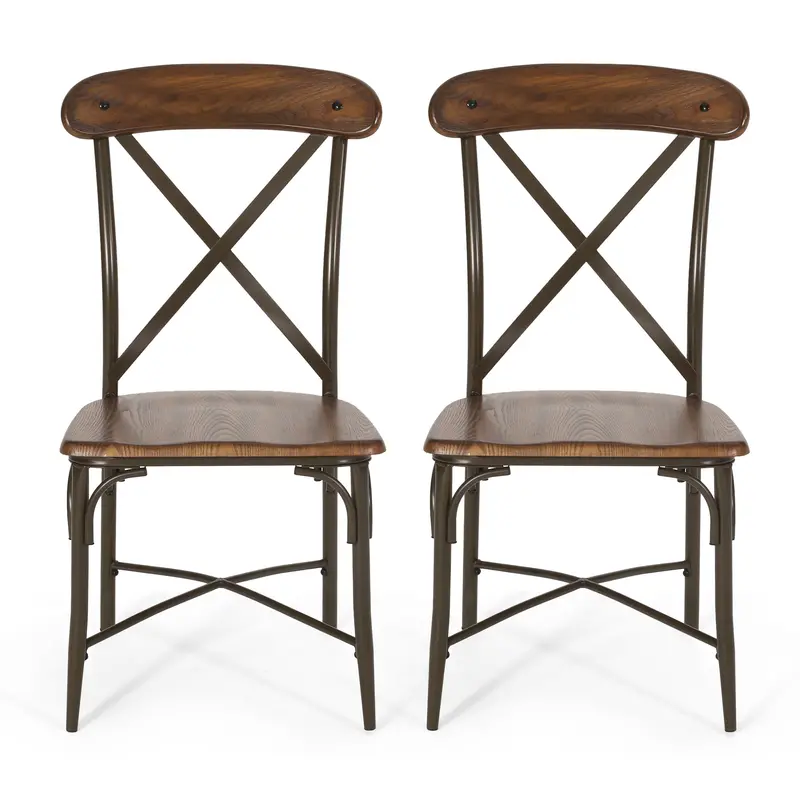 Traditional Crossback Dining Chairs In Dark Brown & Espresso Stained Wood (Set Of 2) – Nh495413 1