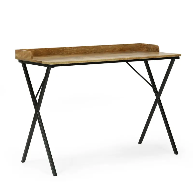 Tray-Top Mango Wood Desk – Industrial Natural & Black Handcrafted Workstation 1