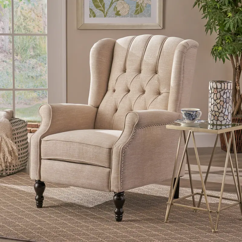 Tufted-Back Recliner Chair – Textured Detailing, Classic Profile - Nh011692 1