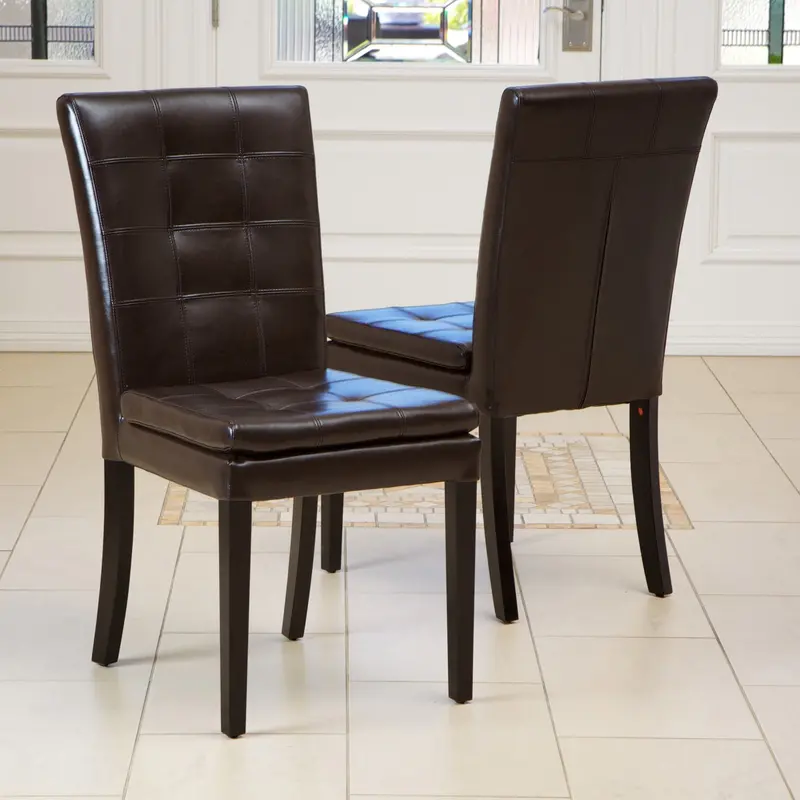 Tufted Brown Leatherette Dining Chairs (2-Pack) – Nh156112 1