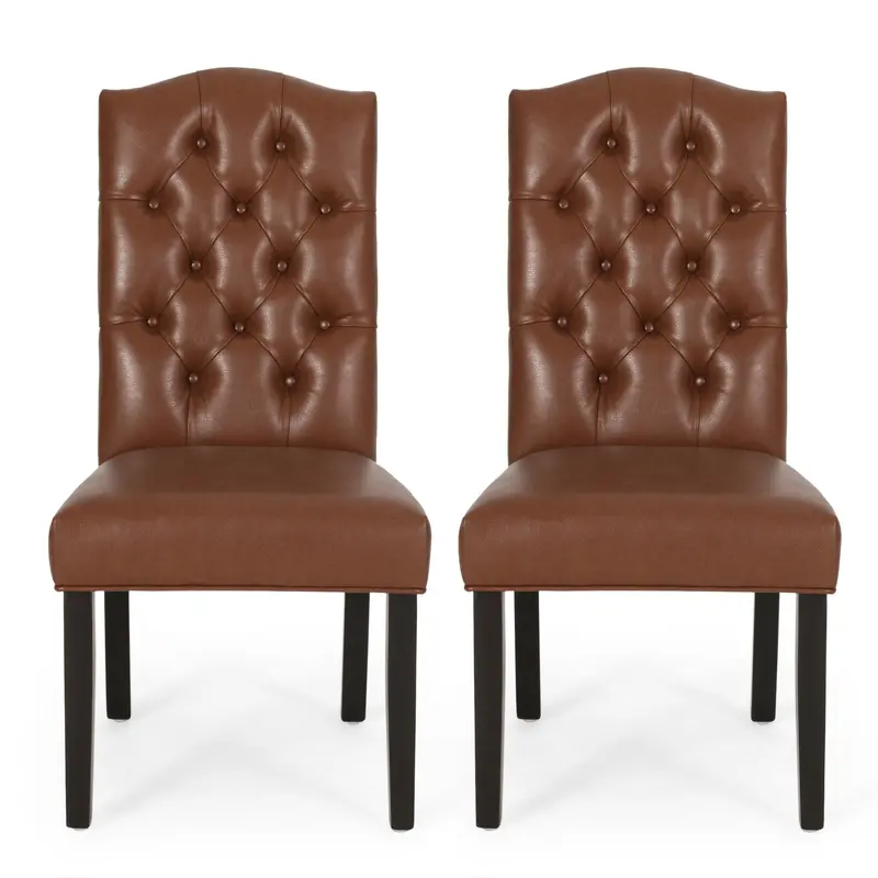 Tufted Dining Chair Pair With Tailored Fabric Upholstery – Nh685413 1