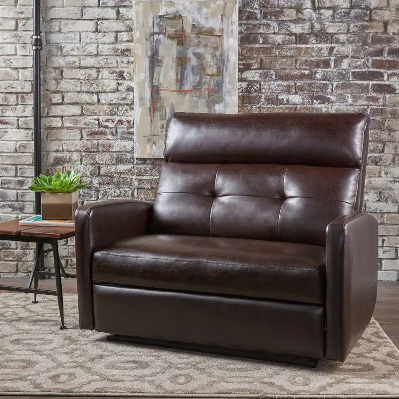 Tufted Leather Loveseat Recliner With Plush Cushioning – Nh303103 1