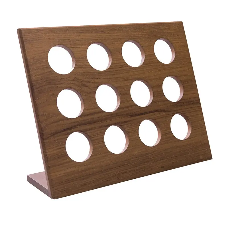 Twelve-Capsule Teak K-Cup Holder – Premium Coffee Station 1