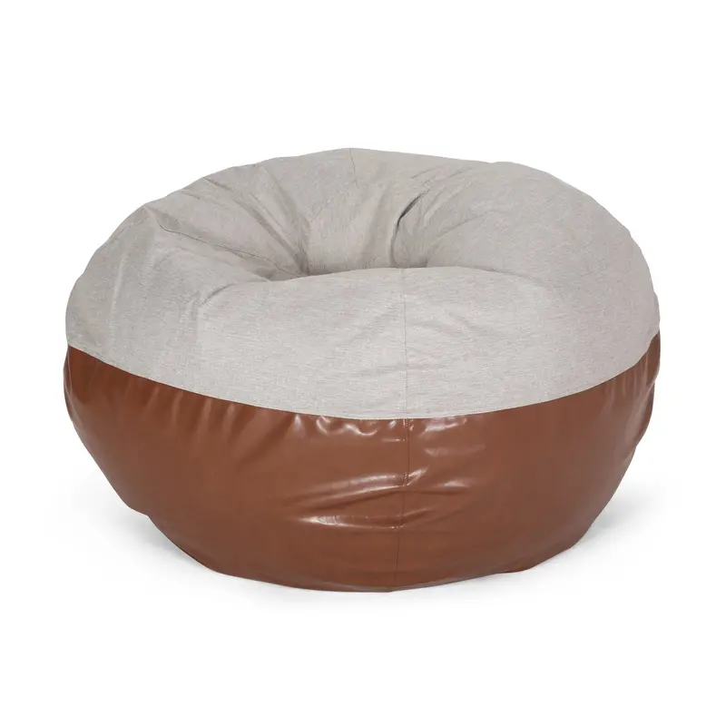 Two-Tone Bean Bag Lounge: Fabric & Faux Leather, 5-Foot – Nh098413 1