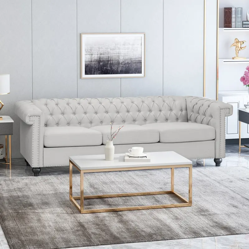 Upholstered Chesterfield Fabric 3-Seater Sofa – Nh124113 1