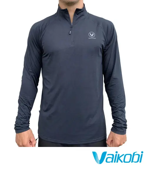 Vaikobi Uv Long-Sleeve Zip Tech Top – Charcoal Upf 50+ Rash Guard 1