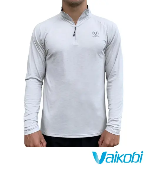 Vaikobi Uv Long-Sleeve Zip Tech Top – Silver Sun-Resistant Thermal Layer 1