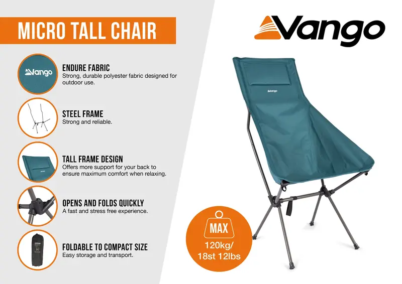 Vango Micro Tall Dragon Fly Folding Camp Chair 1