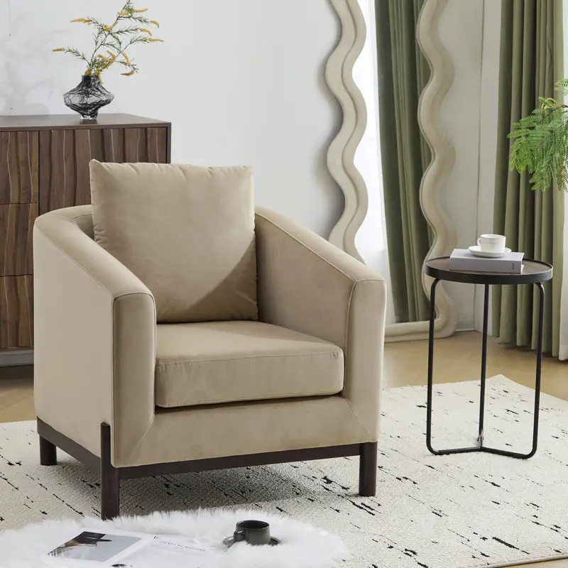 Velvet Barrel Club Chair – Single-Sofa Style, Plush Upholstered Seating 1