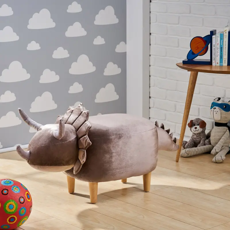 Velvet Dinosaur Ottoman – Playful, Educational Kids’ Accent Piece - Nh593013 1