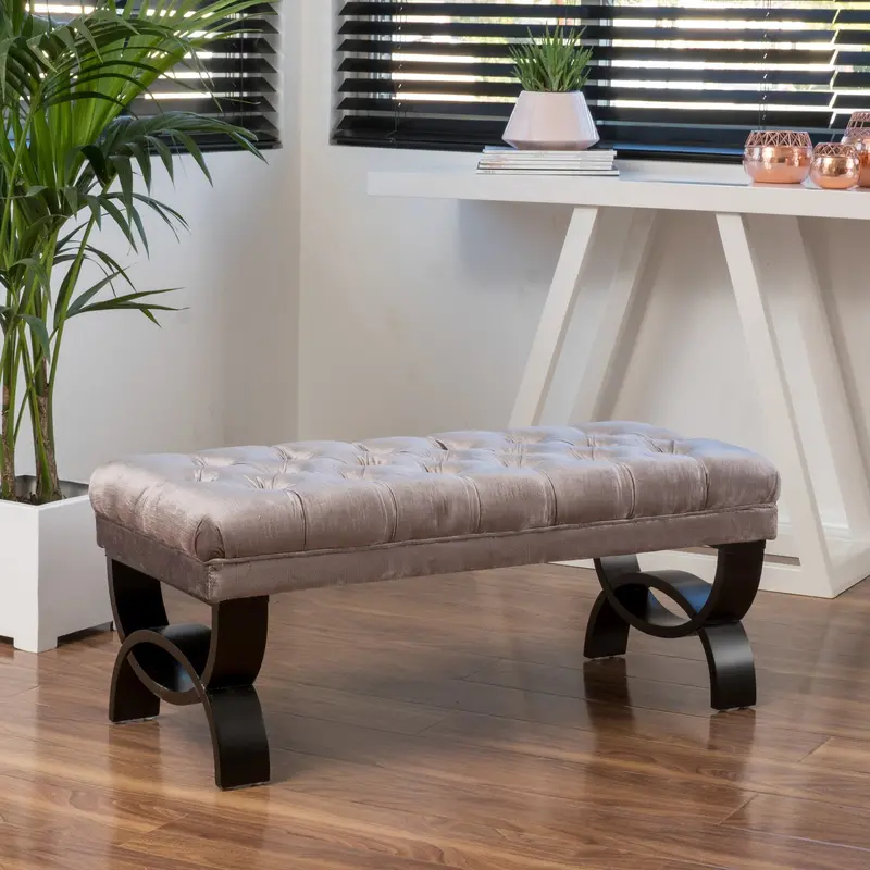 Velvet Ottoman Bench With Contemporary Button Tufting – Nh592692 1