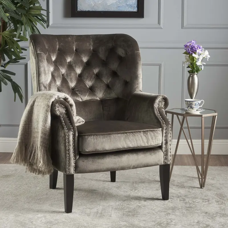 Velvet Tufted Back Club Chair – Nh062103 1