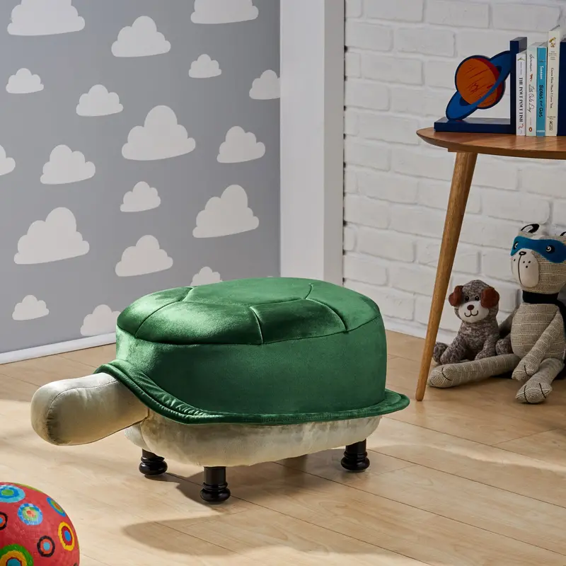 Velvet Turtle Ottoman – Calming Nature-Inspired Kids’ Footstool - Nh293013 1
