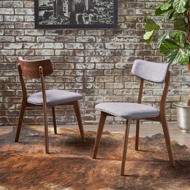 Walnut-Finished Mid-Century Dining Chairs – Sophisticated Pair - Nh082103 1